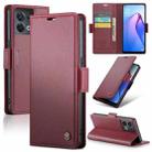 For OPPO Reno8 5G Global CaseMe 023 Butterfly Buckle Litchi Texture RFID Anti-theft Leather Phone Case(Wine Red) - 1