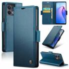 For OPPO Reno8 5G Global CaseMe 023 Butterfly Buckle Litchi Texture RFID Anti-theft Leather Phone Case(Blue) - 1
