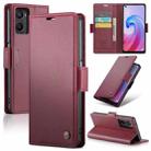 For OPPO A96 4G Global/A36 4G/K10 4G/A76 4G CaseMe 023 Butterfly Buckle Litchi Texture RFID Anti-theft Leather Phone Case(Wine Red) - 1