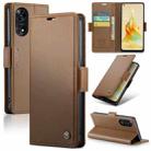 For OPPO Reno8 T 4G CaseMe 023 Butterfly Buckle Litchi Texture RFID Anti-theft Leather Phone Case(Brown) - 1