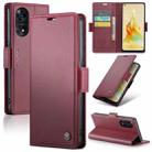 For OPPO Reno8 T 4G CaseMe 023 Butterfly Buckle Litchi Texture RFID Anti-theft Leather Phone Case(Wine Red) - 1