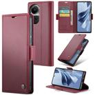 For OPPO Reno10 5G Global／Reno10 Pro Global CaseMe 023 Butterfly Buckle Litchi Texture RFID Anti-theft Leather Phone Case(Wine Red) - 1