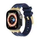 AP Silicone Watch Band For Apple Watch 7 41mm(Gold Blue) - 1