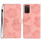 For Samsung Galaxy A02s / F02s 164 Flower Embossing Pattern Leather Phone Case(Pink) - 1