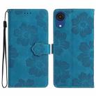 For Samsung Galaxy A03 Core Flower Embossing Pattern Leather Phone Case(Blue) - 1