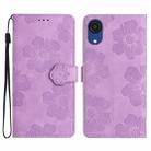 For Samsung Galaxy A04 Core Flower Embossing Pattern Leather Phone Case(Purple) - 1