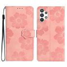 For Samsung Galaxy A13 4G Flower Embossing Pattern Leather Phone Case(Pink) - 1