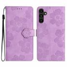 For Samsung Galaxy A13 5G Flower Embossing Pattern Leather Phone Case(Purple) - 1