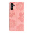 For Samsung Galaxy A13 5G Flower Embossing Pattern Leather Phone Case(Pink) - 3