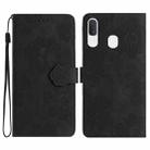 For Samsung Galaxy A20e Flower Embossing Pattern Leather Phone Case(Black) - 1