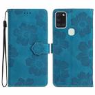 For Samsung Galaxy A20s Flower Embossing Pattern Leather Phone Case(Blue) - 1