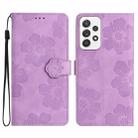 For Samsung Galaxy A33 5G Flower Embossing Pattern Leather Phone Case(Purple) - 1