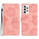 For Samsung Galaxy A52 5G Flower Embossing Pattern Leather Phone Case(Pink) - 1