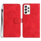 For Samsung Galaxy A73 5G Flower Embossing Pattern Leather Phone Case(Red) - 1