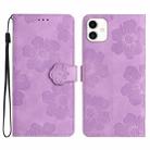 For Samsung Galaxy A05 Flower Embossing Pattern Leather Phone Case(Purple) - 1