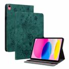 For iPad 10th Gen 10.9 2022 Butterfly Rose Embossed Leather Tablet Case(Green) - 1