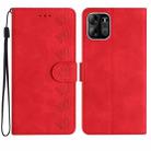 For Tecno Spark Go 2023 Seven Butterflies Embossed Leather Phone Case(Red) - 1