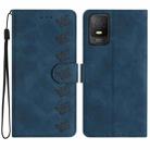 For TCL 40 SE Seven Butterflies Embossed Leather Phone Case(Blue) - 1