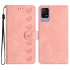 For TCL 405 / 406 / 408 Seven Butterflies Embossed Leather Phone Case(Pink) - 1