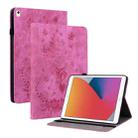 For iPad 9.7 2018 / 2017 / Air / Air 2 Butterfly Rose Embossed Leather Smart Tablet Case(Rose Red) - 1