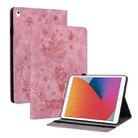 For iPad 10.2 2021 / Air 10.5 2019 Butterfly Rose Embossed Leather Smart Tablet Case(Pink) - 1