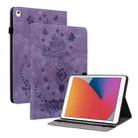 For iPad 10.2 2021 / Air 10.5 2019 Butterfly Rose Embossed Leather Smart Tablet Case(Purple) - 1