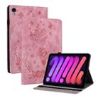 For iPad mini 6 Butterfly Rose Embossed Leather Smart Tablet Case(Pink) - 1