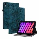 For iPad mini 6 Butterfly Rose Embossed Leather Smart Tablet Case(Dark Blue) - 1