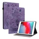 For iPad mini 5 / 4 / 3 / 2 / 1 Butterfly Rose Embossed Leather Smart Tablet Case(Purple) - 1