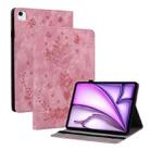 For iPad Air 11 2024 Butterfly Rose Embossed Leather Smart Tablet Case(Pink) - 1