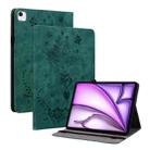 For iPad Air 11 2024 Butterfly Rose Embossed Leather Smart Tablet Case(Green) - 1