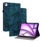 For iPad Air 11 2024 Butterfly Rose Embossed Leather Smart Tablet Case(Dark Blue) - 1