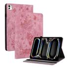 For iPad Pro 11 2024 Butterfly Rose Embossed Leather Smart Tablet Case(Pink) - 1