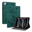 For iPad Pro 11 2024 Butterfly Rose Embossed Leather Smart Tablet Case(Green) - 1