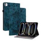 For iPad Pro 11 2024 Butterfly Rose Embossed Leather Smart Tablet Case(Dark Blue) - 1