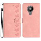 For Nokia 5.3 Seven Butterflies Embossed Leather Phone Case(Pink) - 1