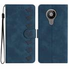 For Nokia 5.3 Seven Butterflies Embossed Leather Phone Case(Blue) - 1