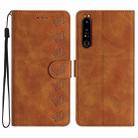 For Sony Xperia 1 IV Seven Butterflies Embossed Leather Phone Case(Brown) - 1