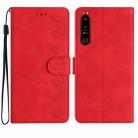 For Sony Xperia 1 IV Seven Butterflies Embossed Leather Phone Case(Red) - 1