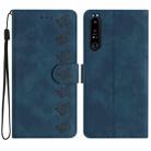 For Sony Xperia 1 IV Seven Butterflies Embossed Leather Phone Case(Blue) - 1