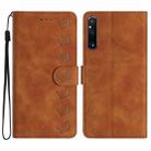 For Sony Xperia 1 V 2023 Seven Butterflies Embossed Leather Phone Case(Brown) - 1