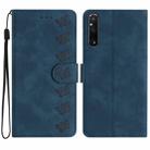 For Sony Xperia 1 V 2023 Seven Butterflies Embossed Leather Phone Case(Blue) - 1