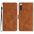 For Sony Xperia 5 Seven Butterflies Embossed Leather Phone Case(Brown) - 1