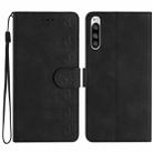 For Sony Xperia 5 Seven Butterflies Embossed Leather Phone Case(Black) - 1