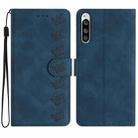 For Sony Xperia 5 Seven Butterflies Embossed Leather Phone Case(Blue) - 1