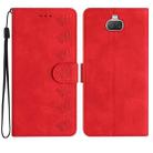 For Sony Xperia 10 Seven Butterflies Embossed Leather Phone Case(Red) - 1