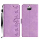 For Sony Xperia 10 Seven Butterflies Embossed Leather Phone Case(Purple) - 1