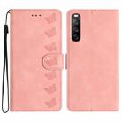 For Sony Xperia 10 V 2023 Seven Butterflies Embossed Leather Phone Case(Pink) - 1