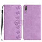 For Sony Xperia L3 Seven Butterflies Embossed Leather Phone Case(Purple) - 1