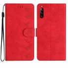 For Sony Xperia L4 Seven Butterflies Embossed Leather Phone Case(Red) - 1